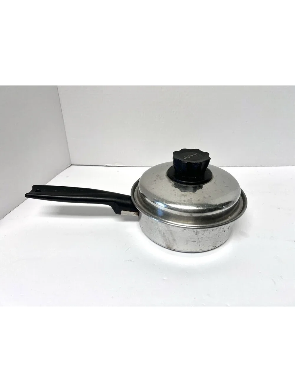 Set of 2 Vtg Lustre Craft 1 Qt & 2 Qt Multi-core Stainless Saucepan Pot w/ Lids